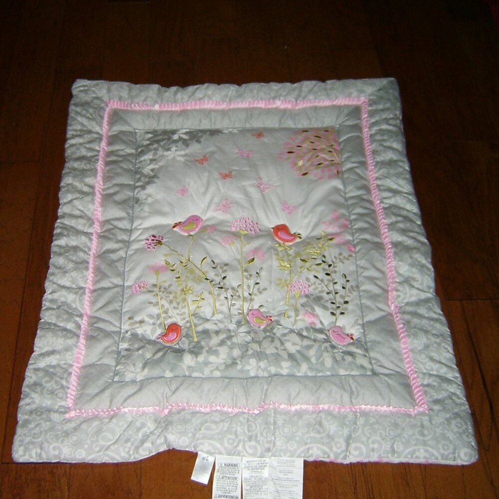 Just Born Song Bird Spring Garden Floral Embroidered Baby Crib Comforter
